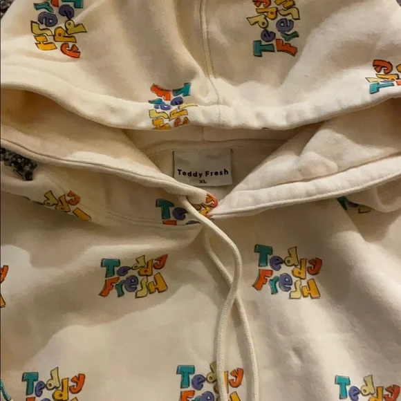 Teddy Fresh Cream Hoodie with Multicolor Teddy Print - Picture 2 of 3